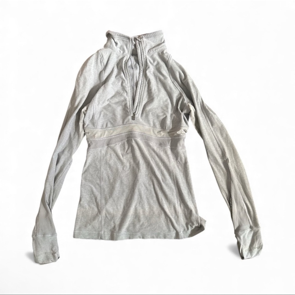 Lululemon Think Fast Pullover Cold Hands Warm Heart Gray Sz 6 Half Zip Cuffins - Picture 6 of 12